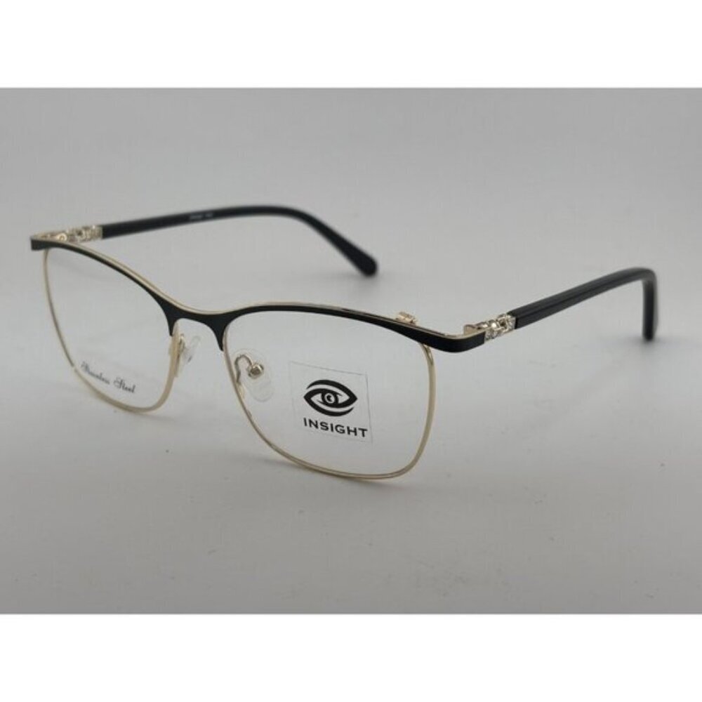 INSIGHT - 1946 54-17-140 Black Gold Gem Cube Glasses Frames